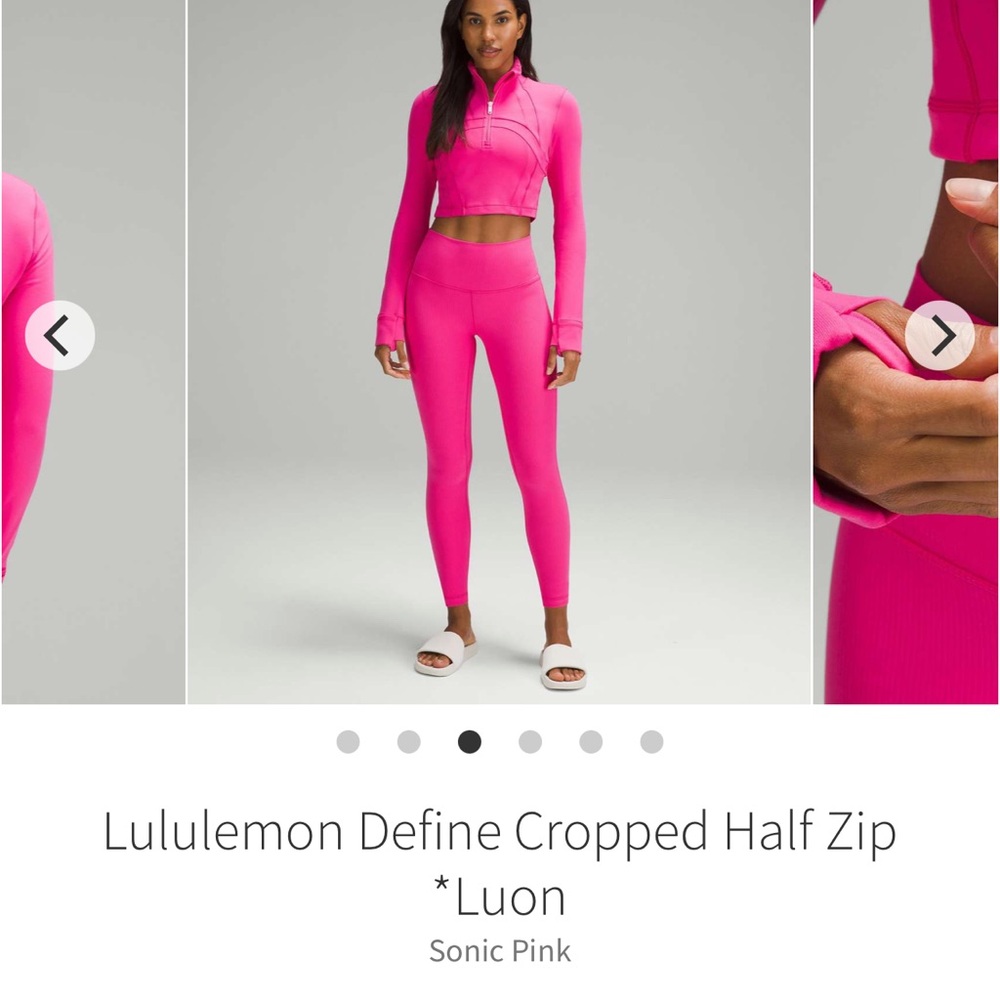 Lululemon Define cropped half zip jacket *Luon SONIC PINK Sz 12 Rare - Picture 3 of 13
